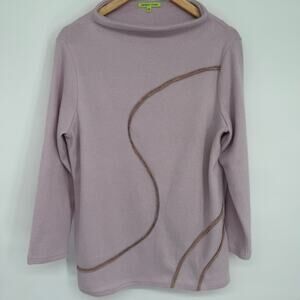 Trisha Tyler Tunic Sweater Women’s Medium Lavender Swirl Old Money Quiet Luxury